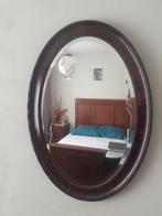 antiek design spiegel ovaal notenhout brocant vintage retro, Huis en Inrichting, Woonaccessoires | Spiegels, Gebruikt, Ophalen of Verzenden