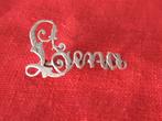 Zilveren naam-broche "Lena", Gebruikt, Minder dan 4 cm, Ophalen of Verzenden, Zilver