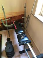 ️Halterbank met gewichten️, Sport en Fitness, Fitnessapparatuur, Ophalen, Benen, Gebruikt, Krachtstation
