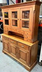 Antieke grenen buffetkast / keukenkast met vitrine, Ophalen of Verzenden