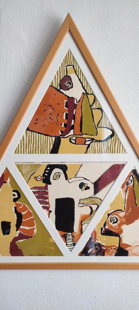 Francis Hoogland Litho 4 zeefdruk Figuratief driehoek Cobra, Antiek en Kunst, Kunst | Overige Kunst, Ophalen of Verzenden