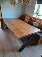 Massief eikenhouten eettafel + eikenhouten eetbank, Ophalen, Rechthoekig, 200 cm of meer, 50 tot 100 cm