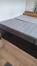 Zwart Brimnes Bed 180x200 cm incl 4 Lades, Huis en Inrichting, Slaapkamer | Bedden, Ophalen, Gebruikt, Zwart, Tweepersoons