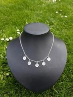 Verstelbare zilverkleurige ketting met 5 muntjes met roosjes, Sieraden, Tassen en Uiterlijk, Overige materialen, Verstelbaar, Nieuw
