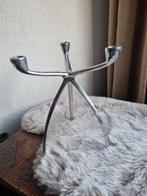 TRIPOD KANDELAAR | ALUMINIUM | ZILVER | VINTAGE, Ophalen of Verzenden