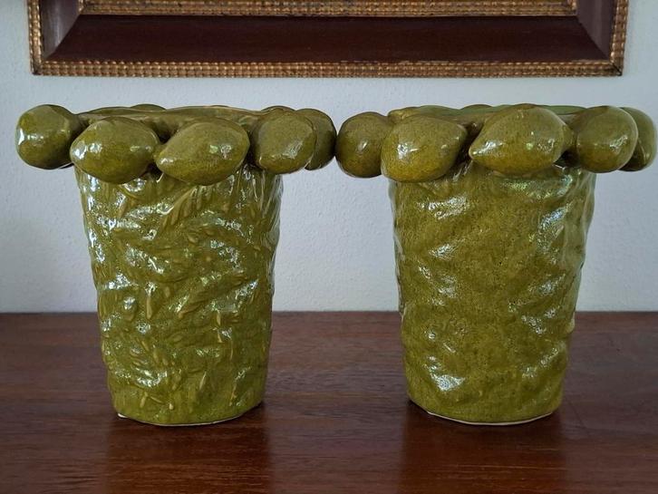 Des Pots limoenvaas 17 x 17 cm, Huis en Inrichting, Woonaccessoires | Vazen, Gebruikt, Groen, Minder dan 50 cm, Aardewerk of Porselein