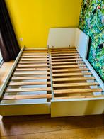 Bed tiener uitschuif bed 1,60 opslag wit, Ophalen, Verstelbaar, Wit, Tweepersoons