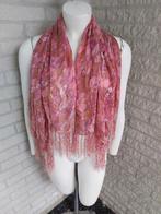 Roze sjaal met print, Kleding | Dames, Mutsen, Sjaals en Handschoenen, Ophalen of Verzenden, Zo goed als nieuw, Sjaal