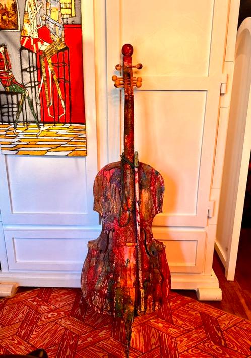 Decoratie violoncello viool cello kleurrijk 3 dimensionaal, Huis en Inrichting, Woonaccessoires | Wanddecoraties, Ophalen of Verzenden