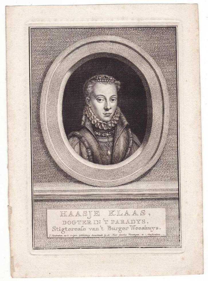 Haasje Klaas stichtster Burger Weeshuis antieke gravure, Antiek en Kunst, Kunst | Etsen en Gravures, Verzenden