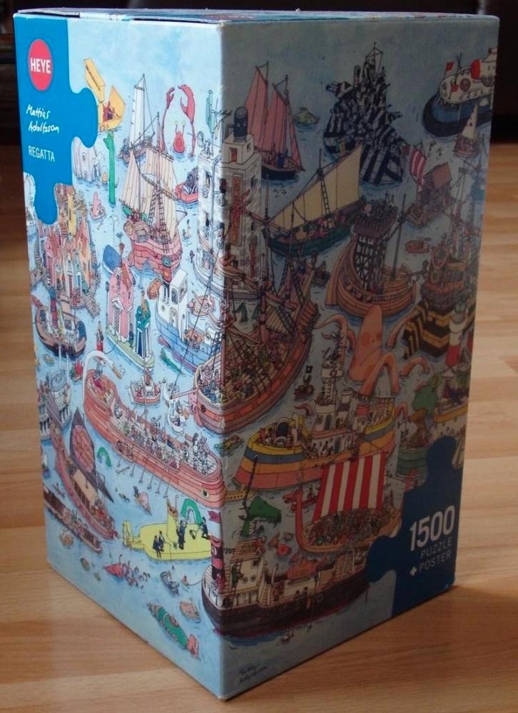 Heye puzzel "Regatta" 1500 stukjes Mattias Adolfsson, Hobby en Vrije tijd, Denksport en Puzzels, Gebruikt, Legpuzzel, 500 t/m 1500 stukjes