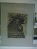 Litho van een haan (surrealistisch), Ophalen of Verzenden