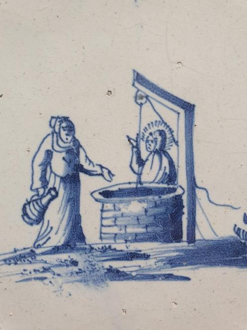 Bijbeltegel Jezus bij de bron, Antiek en Kunst, Antiek | Wandborden en Tegels, Ophalen of Verzenden