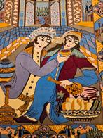 Vintage handgeknoopt perzisch tapijt isfahan 113x73, Info@SlatsAntiek.nl, 100 tot 150 cm, Perzisch, Rechthoekig