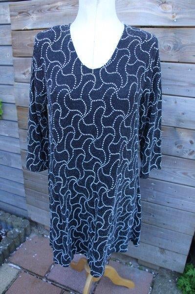 Jurk/ Tuniek zwart/ zilver Magna mt 40/42 Vaste prijs, Maat 38/40 (M), Zwart, Ophalen of Verzenden, Knielengte