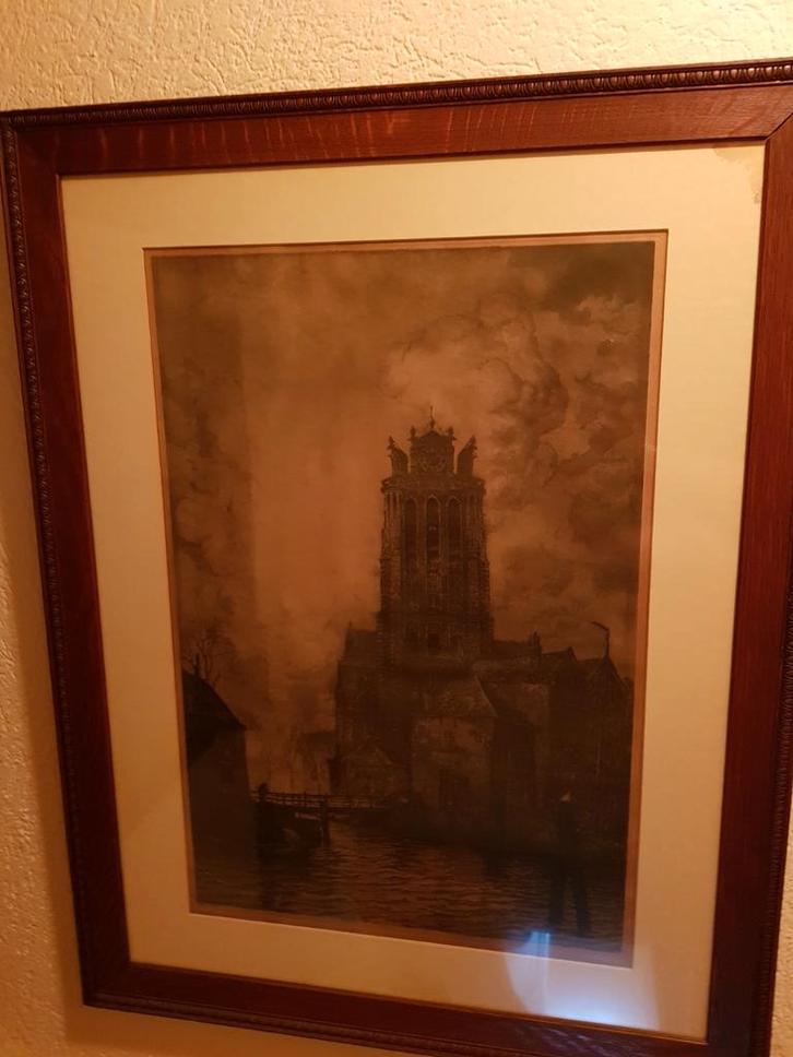 Te koop mooie ets van Toon de Jong, Antiek en Kunst, Kunst | Etsen en Gravures, Ophalen