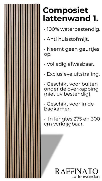 Akoestische wandpanelen 100% waterbestendig tot 300 cm lang beschikbaar voor biedingen