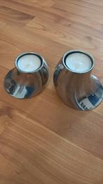2 waxinelichthouders van George Jensen, zgan, Ophalen of Verzenden, Zo goed als nieuw, Metaal, Minder dan 25 cm