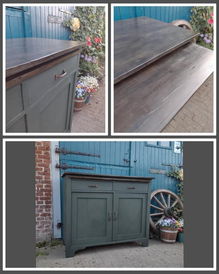 Vintage dressoir army green, Antiek en Kunst, Antiek | Meubels | Kasten, Ophalen