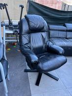 Zwarte sofaje / fauteuil draaien en achter leuning, Ophalen, Gebruikt, Leer