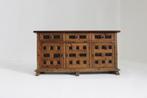 Vintage Spaans houten brutalist dressoir 1960s, Ophalen, Vintage, design, 150 tot 200 cm, Zo goed als nieuw