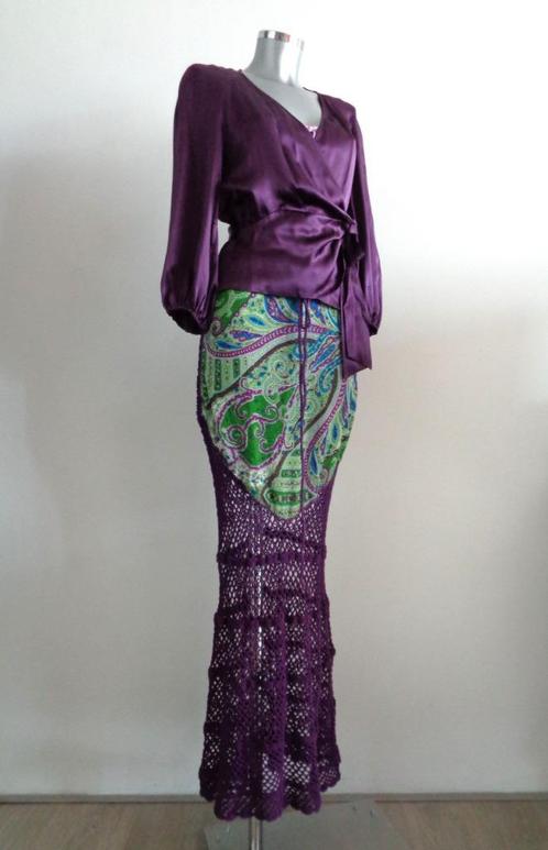 Reina gehaakte rok, maat S/M, Nieuw met kaartje, Kleding | Dames, Rokken, Nieuw, Maat 38/40 (M), Paars, Onder de knie, Verzenden