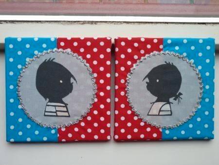 Set van 2 stoffen Jip en Janneke schilderijtjes, Kinderen en Baby's, Kinderkamer | Inrichting en Decoratie, Nieuw, Ophalen of Verzenden