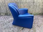 Leolux Excalibur leren fauteuil blauw, Huis en Inrichting, Gebruikt, Ophalen of Verzenden, 75 tot 100 cm, Leer