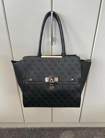 Guess - handtas met logo patroon - zwart/antraciet beschikbaar voor biedingen