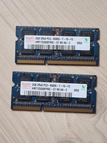 Hynix 2x2GB DDR3 8500S SODIMM geheugen beschikbaar voor biedingen