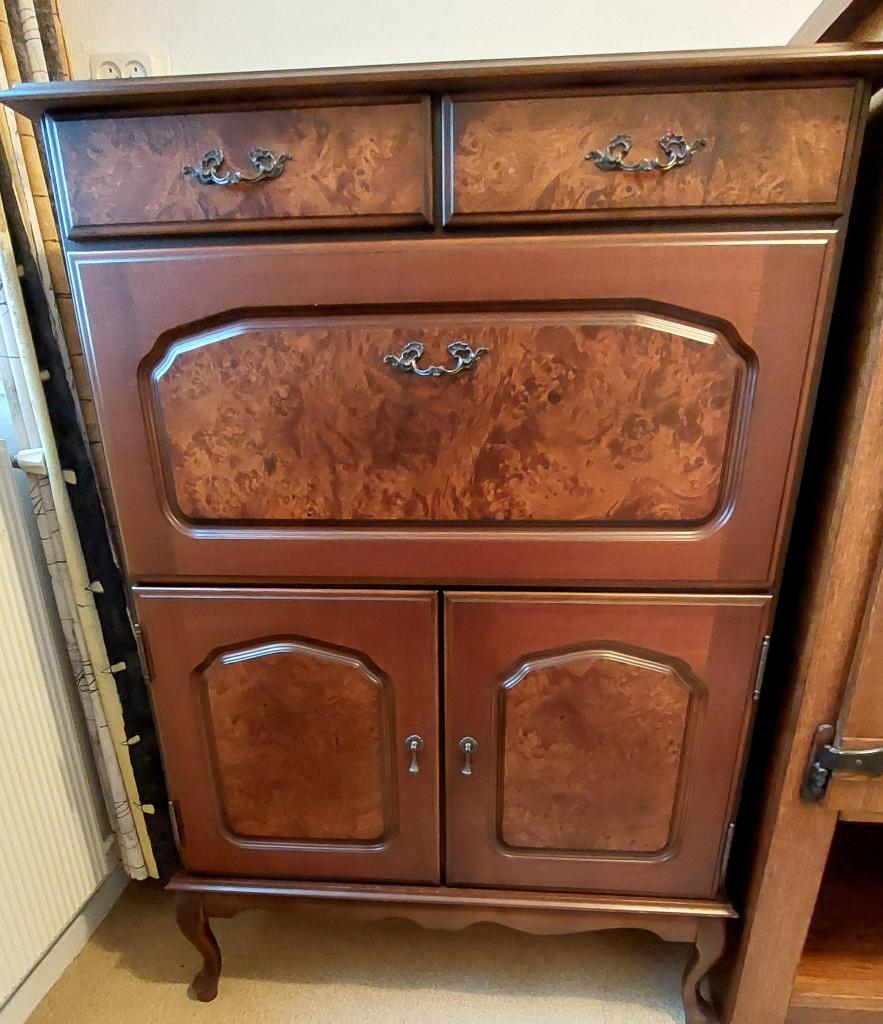 Vintage Secretaire, notenhout, Ophalen, Gebruikt