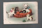 2983 Oude kunstkaart dieren poes poezen kat katten hondje, Verzamelen, Ansichtkaarten | Dieren, Ongelopen, Verzenden, Hond of Kat