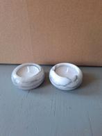 Set van 2 marmeren waxinelicht houders vintage, Ophalen of Verzenden, Gebruikt, Overige materialen, Minder dan 25 cm