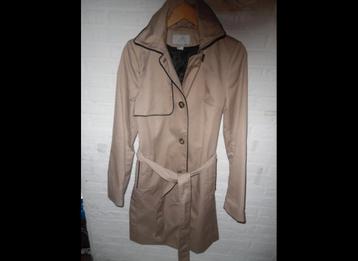  H&M trenchcoat dames – maat 36 – beige met zwarte bies beschikbaar voor biedingen