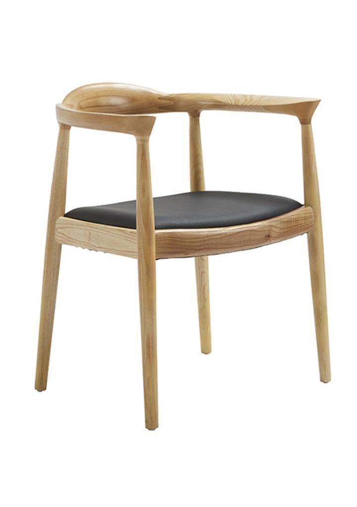 OHNO Kennedy Lahti - Houten Eetkamerstoel - Naturel, Huis en Inrichting, Stoelen, Nieuw, Eén, Hout, Leer, Overige kleuren, Ophalen of Verzenden