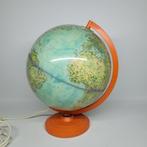 Oranje vintage globe., Huis en Inrichting, Woonaccessoires | Wereldbollen, Verlicht, Gebruikt, Ophalen of Verzenden