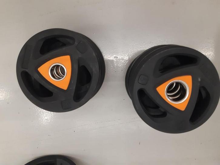 Olympische  Halterschijven 50mm, Sport en Fitness, Fitnessmaterialen, Gebruikt, Halterschijven, Armen, Benen, Borst, Buik, Rug