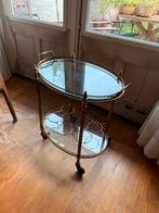 Antieke Messing Drank Trolley Serveerwagen, Huis en Inrichting, Tafels | Bijzettafels, Gebruikt, Hollywood regency, 55 tot 75 cm