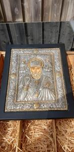 Byzantijns 950 zilveren en14kt vergulde icoon" Sint Nicolaas, Antiek en Kunst, Antiek | Religie, Ophalen