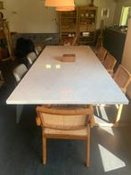 Marmeren tafel met blad van Italiaans marmer Bianco Carrara, Huis en Inrichting, Tafels | Eettafels, 200 cm of meer, 100 tot 150 cm