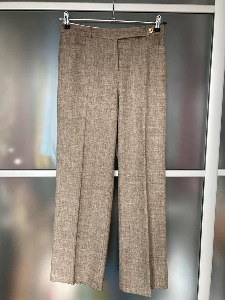 Classic Cut Straight-Leg Wool-Blend Beige Winter Trousers, Kleding | Dames, Broeken en Pantalons, Zo goed als nieuw, Maat 38/40 (M)