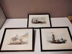 3 x mooie mariteam schilderij lijstjes scheepvaart, Ophalen, Zo goed als nieuw, Interieur en Kussens