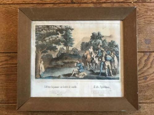 1850 Litho Wilhelm Tell /appel op het hoofd van Zoon, Antiek en Kunst, Kunst | Etsen en Gravures, Ophalen of Verzenden