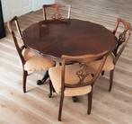 Eetkamer tafel met vier stoelen notenhout, Ophalen, Gebruikt