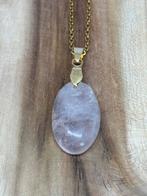 Rozenkwarts Ketting - RVS Minimalistisch, Sieraden, Tassen en Uiterlijk, Kettingen, Nieuw, Ophalen of Verzenden, Steen of Mineraal