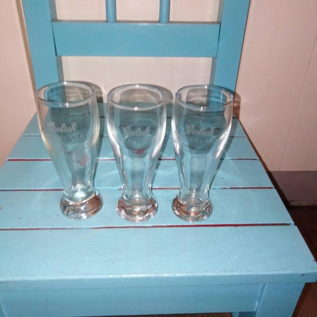 Grolsch proefglaasjes 3 stuks, Verzamelen, Biermerken, Gebruikt, Glas of Glazen, Grolsch, Ophalen