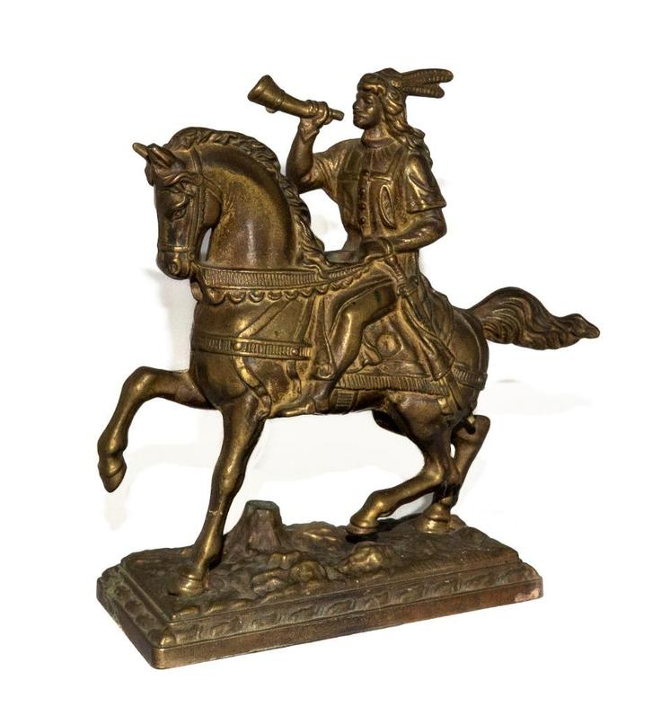 Klaroenblazer op paard van brons, Antiek en Kunst, Antiek | Koper en Brons, Brons, Ophalen of Verzenden