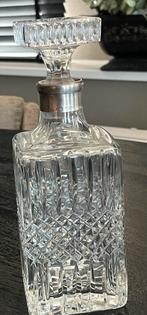 Oud kristallen Wiskey karaf sterling zilveren montuur keur, Ophalen of Verzenden