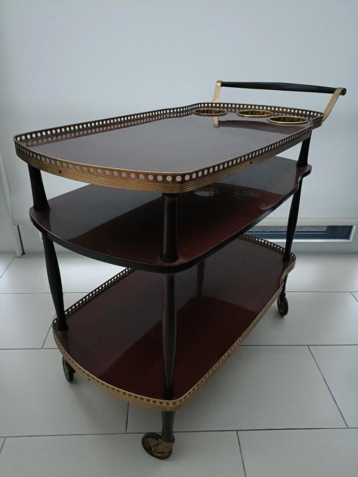 Vintage Serveerwagen, Huis en Inrichting, Tafels | Bijzettafels, Gebruikt, Rechthoekig, 60 cm of meer, Minder dan 55 cm, Hout