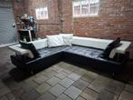 Mooie zwart/ wit lederen design Montel hoekbank, Ophalen, Gebruikt, Leer, 150 cm of meer